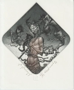 Grabado erótico original edición limitada Exlibris "Mitología" por PENKOV EDWARD - Imagen 1 de 1