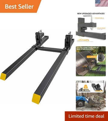 Heavy-Duty Steel Tractor Forks 60" with Adjustable Bar, Ideal for Load Handling - Image 1 of 4