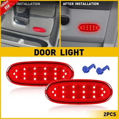 Panel de puerta interior rojo luces LED de cortesía para Dodge RAM 1500 2500 2002-09 Foto 1 de 4