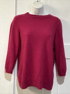 Talbots Pure Cashmere Sweater Women Size M Pink Knit Crew Neck 3/4 Sleeve - Picture 1 of 7