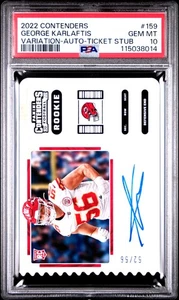 2022 Panini Contenders George Karlaftis Variazione Biglietto Auto Stub 52/56 PSA 10 - Foto 1 di 2