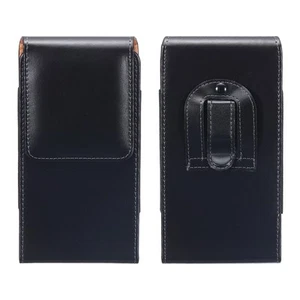 Phone Belt Holder for 6.6-7.2" Phone Vertical Leather Black - Zdjęcie 1 z 7