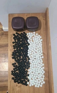 Go Stones 188 White Shell 184 Nachi Black Stones With Bowls Marked Vintage - Picture 1 of 9