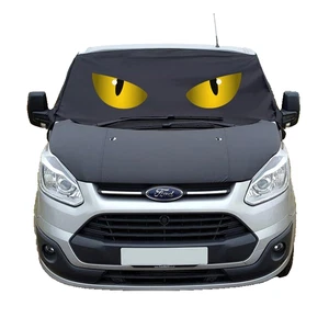 Ford Transit Custom WindScreen Cover Wrap BlackOut Blind Curtain Cat Eyes Yellow - Picture 1 of 7