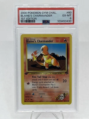 PSA 6 Blaine's Charmander #060/132 1st Edition Gym Challenge 250001 - Image 1 of 2