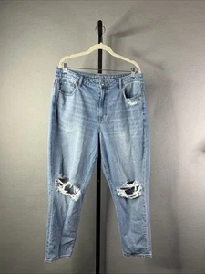Pantalones de mezclilla American Eagle rectos mamá para mujer 16 regular desgastados tiro alto - Imagen 1 de 10