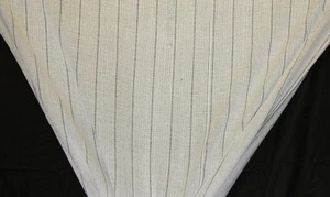 Discount Fabric OPEN WEAVE DRAPERY Silver & Ivory Wide Striped  - By the Yard - Picture 1 of 2