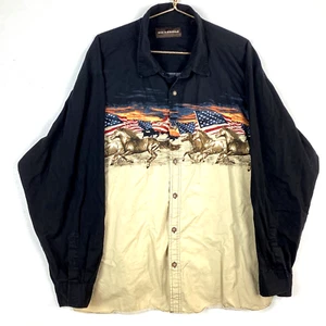 Vintage Western Shirt Size 3X Multicolor Long Sleeve Button Up Horses America - Picture 1 of 3