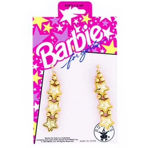 Girls Gold Star Bundle Set with Barbie Dangle Earrings Dress Up - Picture 1 of 5