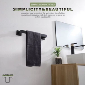 16-INCH SINGLE TOWEL BAR BATHROOM KITCHEN HOLDER WALL MOUNTED MATTE BLACK - Picture 1 of 4
