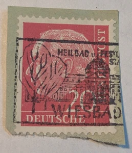 Germany Postage ~ Deutsche Bundespost ~ 20D Red Stamp ~ Posted/Used ~ 1954 ~ N62 - Picture 1 of 6