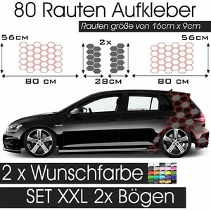 Rautenmuster Auto Aufkleber Set Dekor Waben Car Tattoo Karosserie Folie - Picture 1 of 4
