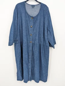 J Jill Denim Dress Womens Plus 4X Blue Jean Midi Flowy Western Cowgirl Casual - Picture 1 of 9