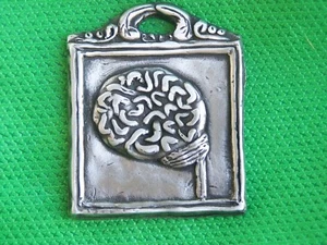 Tin/Silver Brain Mental Health Milagro Ex Voto - Picture 1 of 1