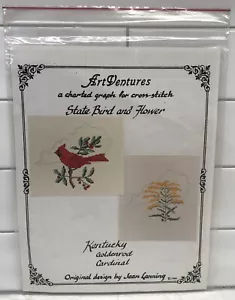 Pájaro estatal y flor de cardenal y vara de oro de Kentucky patrón de punto de cruz - Imagen 1 de 3