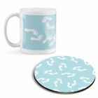 Mug & Round Coaster Set - Cute Blue Footprint Pattern Baby Kids   #44762