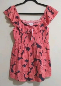 Ingrid & Isabel Maternity Sleepwear Top Bottom Size Medium Coral Flowy Rayon NEW - Picture 1 of 8