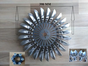 Rueda de turbina Pelton, brida de 24 cuchara montada 390 mm 15,36 pulgadas - Imagen 1 de 4