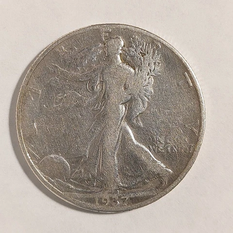 1937 D Walking Liberty Half Dollar 90% Silver ***FREE SHIPPING*** -0619 Cover