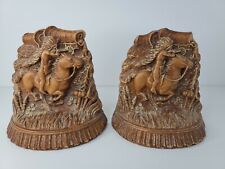 Vintage Resin Native American Equestrian Bookends