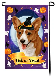 Bandera de jardín de Halloween - Cárdigan rojo y blanco Welsh Corgi - Imagen 1 de 1