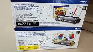 TN221 BK / TN225Y BROTHER FARBTONERKARTUSCHE - GEBRAUCHT - UNVERSIEGELT - "WIE BESEHEN"   - Bild 1 von 4