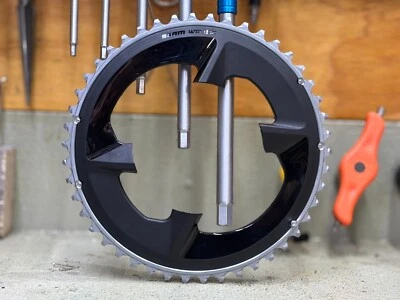 SRAM Rival 2x12-Speed Outer Chainring 46t, 107 BCD, Black, For use w/ 33t Inner - Image 1 of 4