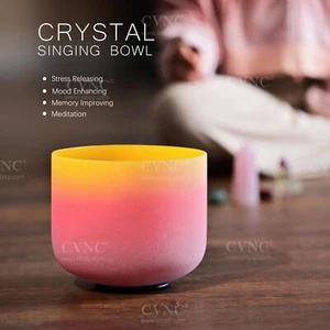 CVNC 440Hz 8"E Solar Plexus Chakra Crystal Singing Bowl Sound Healing Bath Yoga - Picture 1 of 5