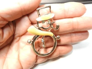 Broche Muñeco de Nieve Navidad Trabajo Abierto Esmalte Crema Diamantes de Imitación AB De Colección - Imagen 1 de 4