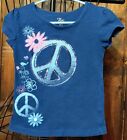 Girls Children's Place Navy Blue Peace Sign Shirt Size XS(4)