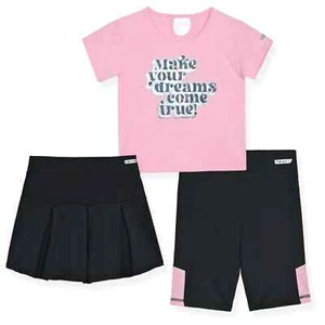 Pack of 3 - Hind Classic Active Outfit Set Girls Pink/Black 7-8 Polyester Blend - Picture 1 of 4