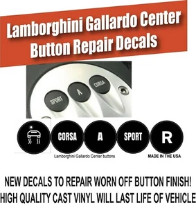 Se adapta a Lamborghini Gallardo Murcielago E Centro de engranajes BOTÓN DE CONTROL REPARACIÓN CALCOMANÍAS - Imagen 1 de 3