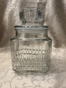 Vintage Koeze's Glass Apothecary Jar Canister Candy Cookie Jar Lid 7.5" x 4.5" - Picture 1 of 2