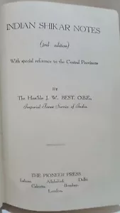 Indian Shikar Notes J.W. Best big and small game hunting & fishing book 1931 3rd - Bild 1 von 6