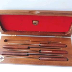 5 Utica Kutmaster Forged Stainless Steak Knives Solid American Walnut 1 missing - Picture 1 of 16