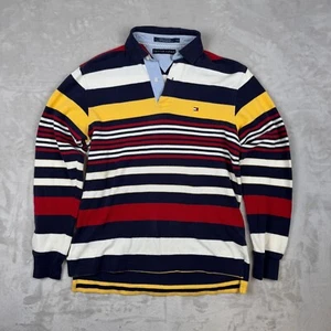 Camisa Polo Tommy Hilfiger Años 90 Para Hombre S Multicolor Rayas Manga Larga 100% Algodón - Imagen 1 de 9