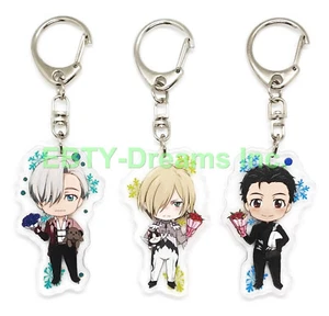 Set of 3 Yuri On Ice Anime Acrylic Keychain Katsuki Victor Nikiforov v2 - Picture 1 of 2