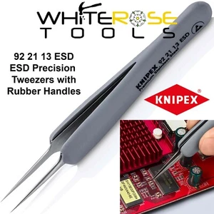 Knipex Precision Tweezers ESD Rubber Handles Smooth Gripping 92 21 13 ESD - Picture 1 of 8