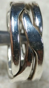 Gr. 7 MODERNIST ABSTRAKT INDUSTRIELL VERSCHLUNGEN STERLINGSILBER RING 7,5g mrk 925 - Bild 1 von 6