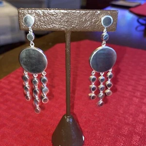 925 Sterling Silver Tahitian Pearl Post Drop Chandelier Dangle Earrings - Picture 1 of 13