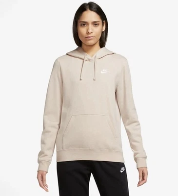 Nike Sportswear Club Fleece Women's Pullover Hoodie Sand Drift /White SMALL NWT - Image 1 of 4