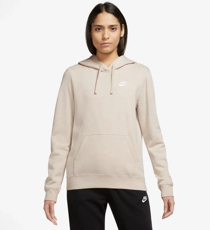 Women's Nike Sportswear Club Fleece Pullover Hoodie Beige DQ5793-126 Sz M-