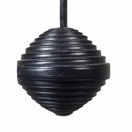 HERMÈS Hermes Jojoba Collana Foro Pelle Ciondolo H Inciso Nero Saldato Articolo Condizioni