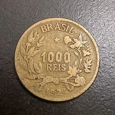 1924 Brazil 1000 Reis Coin, 26 mm, 1st Year Coin Type - Image 1 of 3