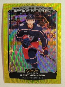 2022-23 O-Pee-Chee Platinum Neon Yellow Surge Marquee Rookie Kent Johnson RC 206 - Picture 1 of 2