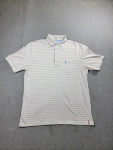 Johnnie O Poloshirt Herren M weiß blau gestreift Golf Stretch Logo Performance Dad - Bild 1 von 8