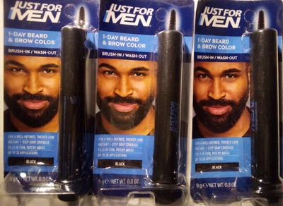3 PK Solo para Hombres 1 Día Color de Barba y Cejas Negro Color de Cabello Temporal Envío/S GRATIS Foto 1 de 3