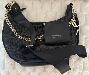Bolso Bandolera Juicy Couture Negro Acolchado Puff Media Luna Correa de Cadena Nuevo sin Etiquetas - Imagen 1 de 9