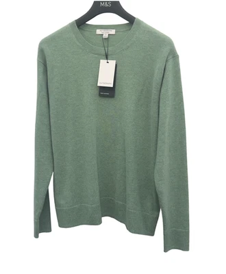 M&S AUTOGRAPH PURE CASHMERE CREW NECK JUMPER(Green Marl) - Image 1 of 4