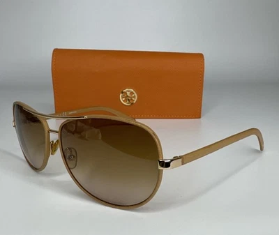 Tory Burch TY6013Q 944/13 Sunglasses Gold Apricot Leather Gradient 60-14-130 - Image 1 of 4